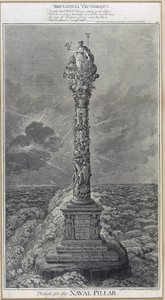 Design för marinens pelare "Britannia Victorious" Etsning från 1800, av James Gillray (1757-1815). av James Gillray