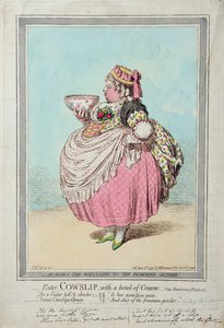 Enter Cowslip, with a bowl of Cream, publicerad av Hannah Humphrey 1795 (handfärgad etsning)