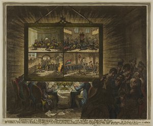Utställning av en demokratisk öppenhet, med dess effekt på patriotiska känslor av James Gillray