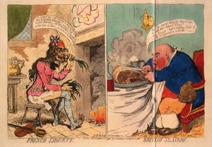 Fransk frihet. Brittiskt slaveri, 1792 av James Gillray