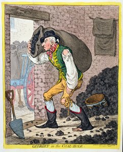 Georgey in the Coal-Hole, publicerad av Hannah Humphrey 1801 (handfärgad etsning)