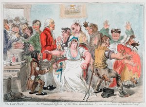 Gillray tecknad film om vaccination mot smittkoppor med kokopporserum, 1802