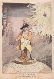 Gloria Mundi, eller Djävulen som tilltalar solen, pub. 1782 (handfärgad gravyr) av James Gillray