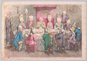 Grace before Meat or a Peep at Lord Peters, pub. 1779 (handfärgad gravyr)