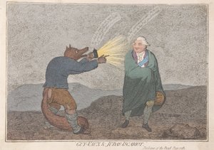 Guy-Vaux och Judas-Iskariot, pub. 1782 (handfärgad gravyr) av James Gillray