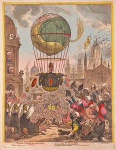 Han styr sin Flight, pub. 1810 (handfärgad gravyr)