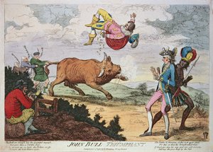 John Bull Triumphant, publicerad av William Humphrey, 4 januari 1780 (färgad litografi)