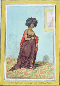 La Belle Espagnole, eller La Doublure de Madame Tallien (1773-1835) publicerad av Hannah Humphrey 1796 (handfärgad etsning)