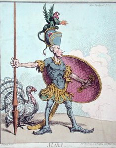 Mars, publicerad av Hannah Humphrey i "New Pantheon" 1799 (handkolorerad etsning) av James Gillray