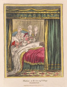 Matins and D-wn-ng College, Cambridge, pub. 1810 (handfärgad gravyr)