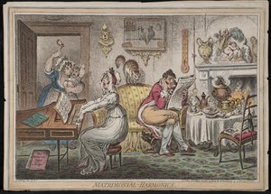 Matrimonial Harmonics, publicerad av Hannah Humphrey, 1805 (handfärgad etsning)