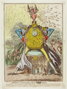 Midas, omvandlar allt till papper av James Gillray