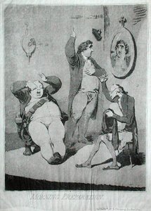 Morgonförberedelser, publicerad av Hannah Humphrey 1785 (etsning) av James Gillray