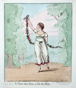 "Ingen blomma som blåser är som denna ros", publicerad av Hannah Humphrey 1796 (handfärgad etsning) av James Gillray