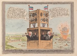 Opposition Telegraphs, eller den lilla undersynta advokaten som ger ett sant exemplar av patriotisk information, pub. 1798 (handfärgad gravyr)