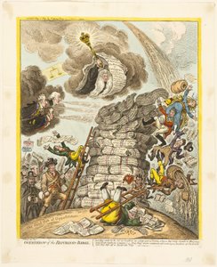 Störtandet av republikanen-Babel av James Gillray