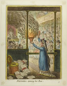 Pandora öppnar sin ask av James Gillray