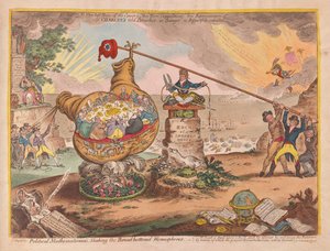 Politiska matematiker Shaking the Board botten halvklot, pub. 1807 (handfärgad gravyr)
