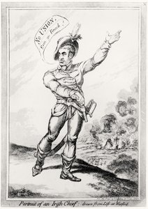 Porträtt av en irländsk hövding, hämtad från livet på Wexford, pub. av H. Humphrey, 10 juli 1798 (se 123751 för färg) av James Gillray