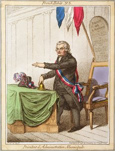 President dAdministration Municipale, plåt 5 från French Habits publicerad av Hannah Humphrey 1798 (färgad etsning) av James Gillray