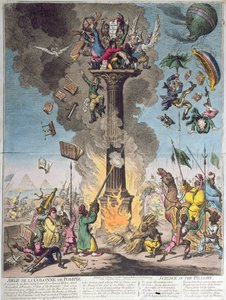 Siege de la Colonne de Pompee, eller Science in the Pilory, publicerad av H. Humphrey 1799 (etsning, gravyr och wc)