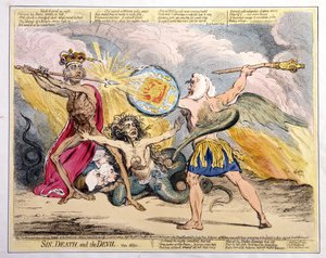 Sin, Death, and the Devil, publicerad av Hannah Humphrey 1792 (handfärgad etsning)