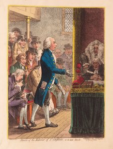 Skiss över interiören av St Stephens, som den nu ser ut, pub. 1802 (handfärgad gravyr)