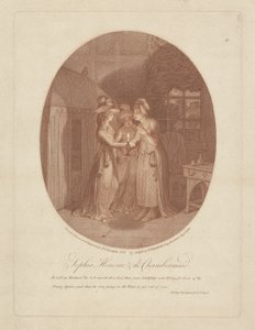 Sophia, Honour, and the Chambermaid, scen från Tom Jones av Henry Fielding (1707-54) (stippstick) av James Gillray