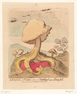 Karikatyr av William Pitt den yngre, 1791 En Excrescens; - en svamp; -alias- en paddstol på en dynghög av James Gillray