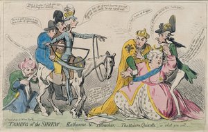 Taming of the Shrew: Katherine und Petruchio, eller The Modern Quijote, utgiven av S.W. Fores 1791 (handfärgad etsning)