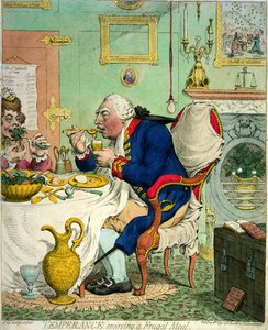 Temperance enjoying a Frugal Meal, publicerad av Hannah Humphrey, 1792