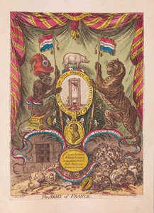 The Arms of France, pub. 1805 (handfärgad gravyr) av James Gillray