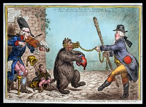 Björnen och hans ledare, publicerad av Hannah Humphrey 1806 (handfärgad etsning)
