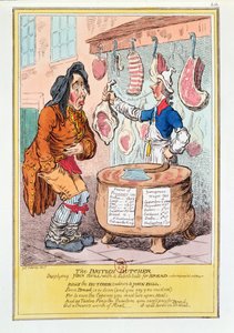 "Den brittiska slaktaren som förser John Bull med ett brödsubstitut", 1795