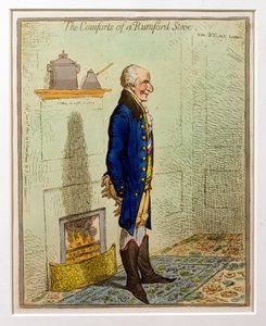 Comforts of a Rumford Stove, pub. av Hannah Humphrey, 1800 (etsning och wc)