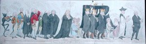 The Funeral Procession of Miss Regency, utgiven av S.W. Fores 1789 (handfärgad etsning) av James Gillray