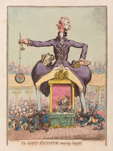 The Giant Factotum roar sig själv, pub. 1797 (handfärgad gravyr)