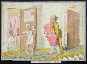 Grand-Signior Retiring, publicerad av Hannah Humphrey 1796 (handkolorerad etsning)