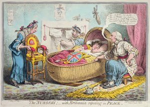 Barnkammaren! med Britannia reposing in Peace, publicerad av Hannah Humphrey 1802 (handfärgad etsning)