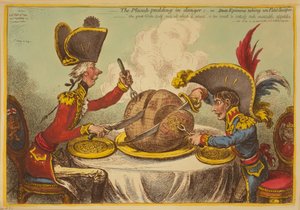 Plommonpuddingen i fara eller statliga epikurer som tar un Petit Souper av James Gillray