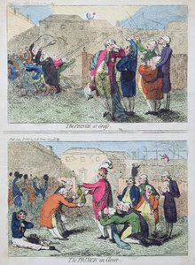 Prinsen på gräset och Prinsen i klöver, utgiven av S.W. Fores 1787 (handfärgad etsning) av James Gillray