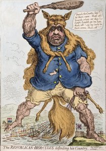 The Republican-Hercules Defending his Country, utgiven av Hannah Humphrey 1797 (handkolorerad etsning)