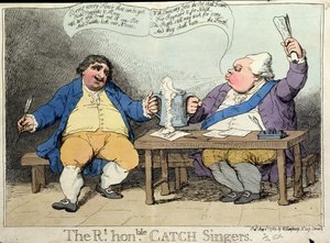 The Right Honorable Catch Singers, publicerad av William Humphrey 1783 (handfärgad etsning)