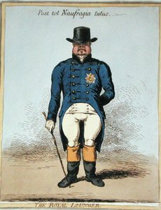 Den kungliga liggstolen (handkolorerad etsning) av James Gillray