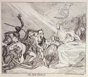 Den sjuke prinsen, utgiven av S.W. Fores 1787 (etsning) av James Gillray