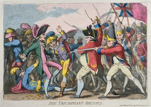 The Triumphant Britons, publicerad av Hannah Humphrey 1780 (handfärgad etsning)