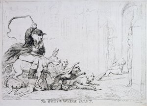 The Westminster Hunt, publicerad av 1788 (handfärgad etsning) av James Gillray