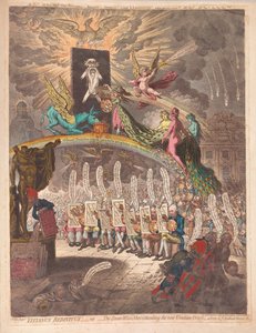 Titianus Redivivus eller de sju vise männen konsulterar det nya venetianska oraklet, en scen i Academic Grove No.1, pub. 1797 (handfärgad gravyr)