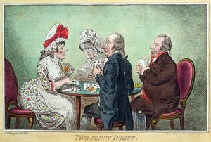 Two-Penny Whist, publicerad av Hannah Humphrey 1796 (etsning, gravyr, akvatint och wc på papper)