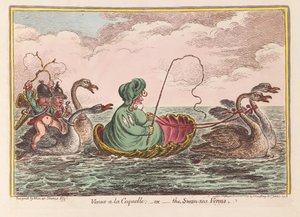 Venus a la Coquelle; eller Swan-Sea Venus, pub. 1809 (handfärgad gravyr) av James Gillray